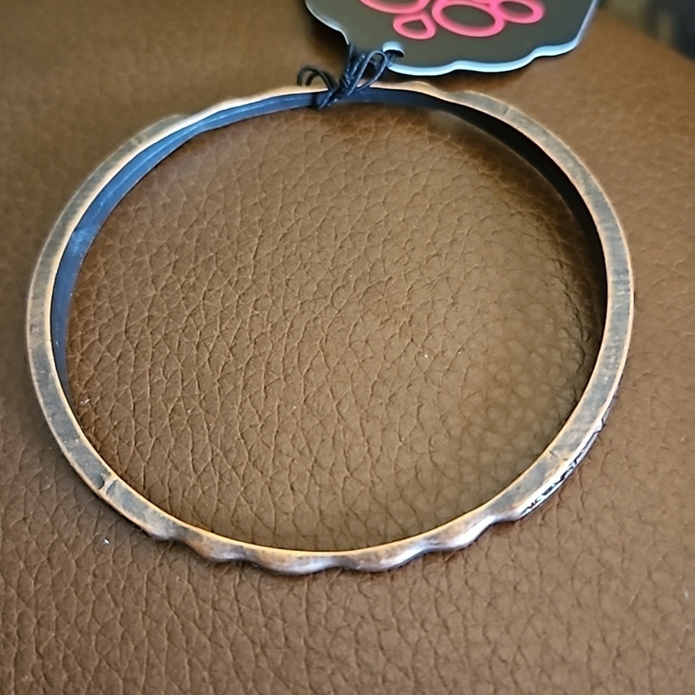 5/$25 PAPARAZZI Copper Rhinestone Just Sparkle and Wave Bangle Bracelet - Picture 4 of 5